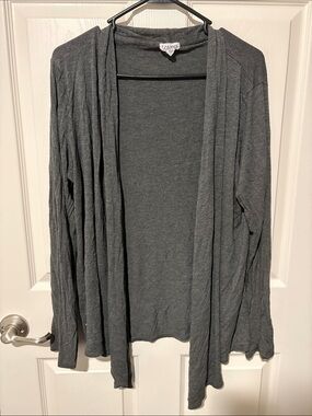 LoAnna Charcoal Open-Front Draped Cardigan